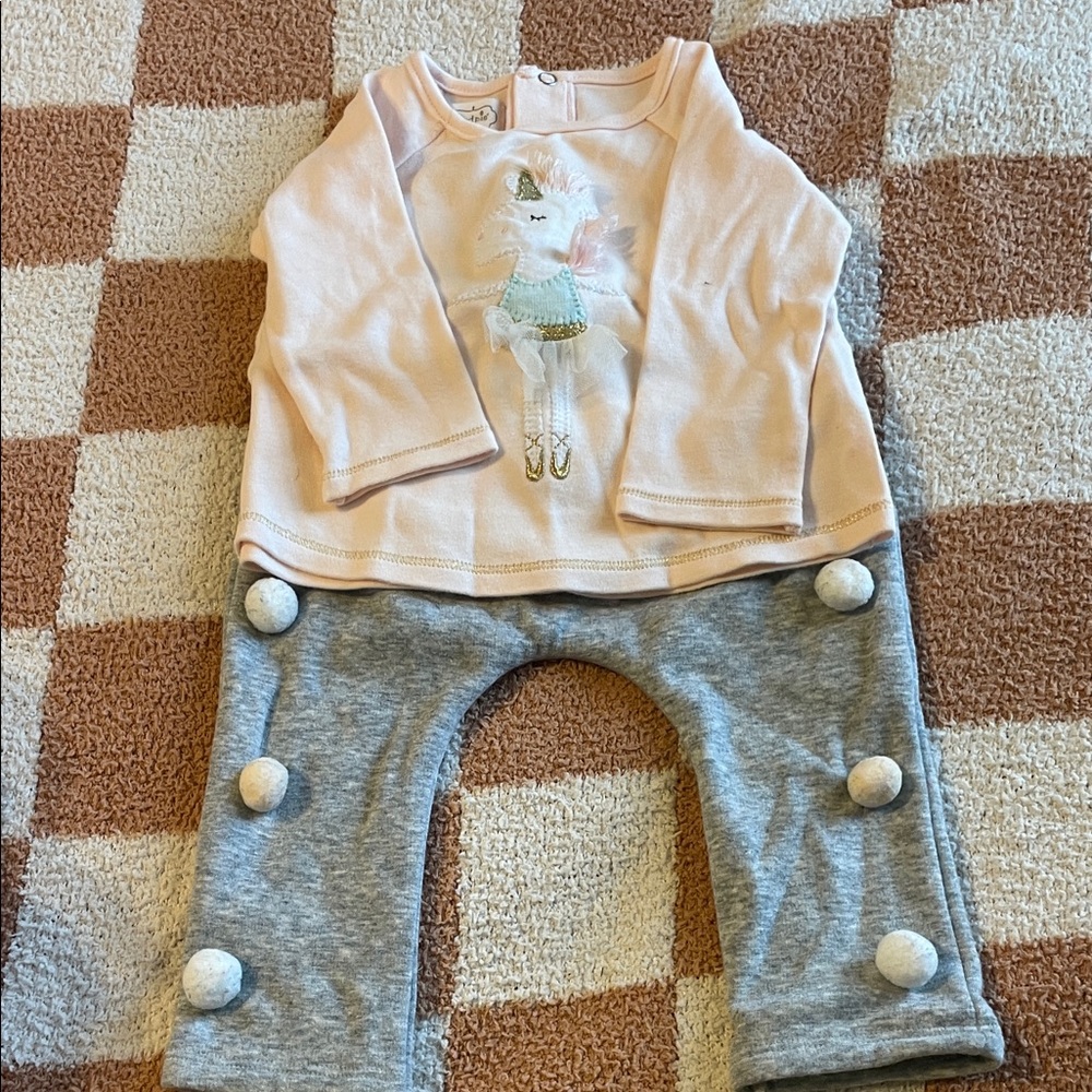 Mud Pie Pink and Gray Unicorn Kids Matching Set